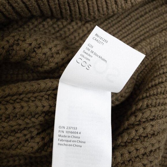 COS Two-Tone Knitted Jumper Wool Blend Chunky Sweater Green - Picture 12 of 13